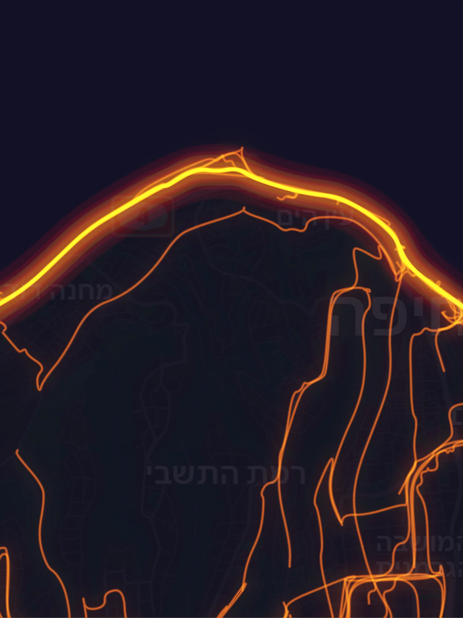 Noir filter — dark background with glowing trails